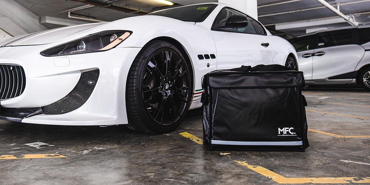 MFC Magnetic Thermal Bag, Backpack, and Sling Bag for Food Delivery.