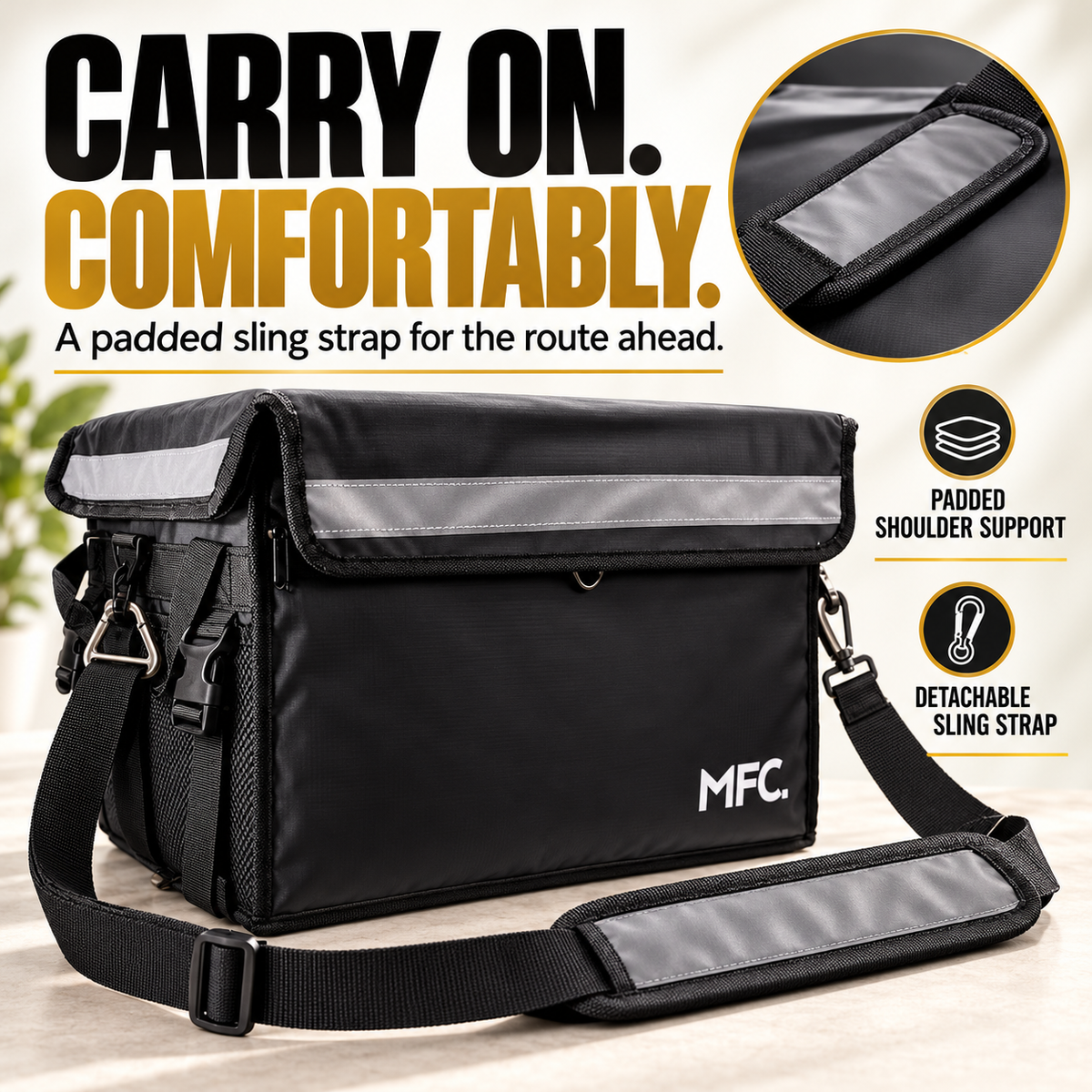 MFC 43L MAGNETO V3 Series Magnetic and Zip with Lock Ring Sling Food Delivery Thermal Bag