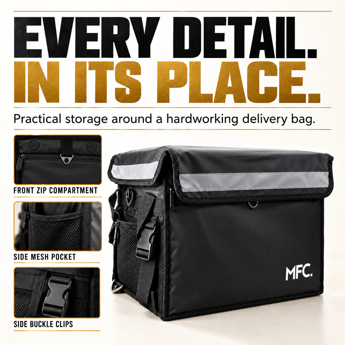 MFC 43L MAGNETO V3 Series Magnetic and Zip with Lock Ring Sling Food Delivery Thermal Bag