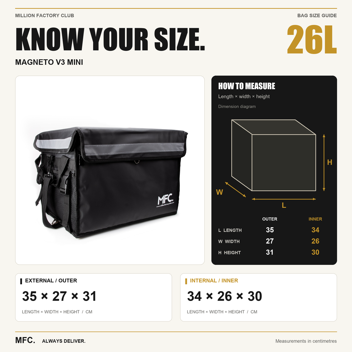 MFC 26L MAGNETO V3 Mini Series Magnetic and Zip with Lock Ring Sling Food Delivery Thermal Bag