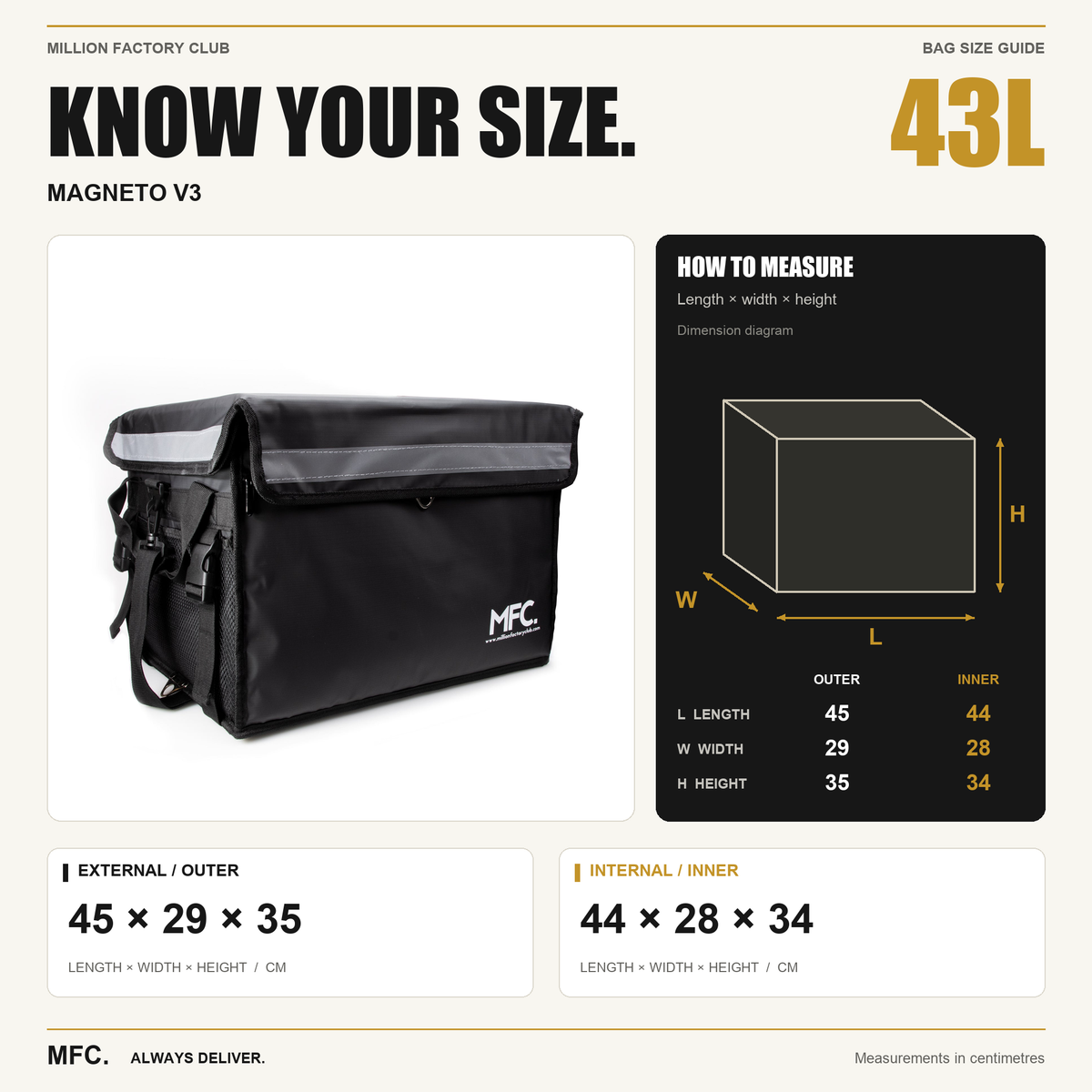 MFC 43L MAGNETO V3 Series Magnetic and Zip with Lock Ring Sling Food Delivery Thermal Bag