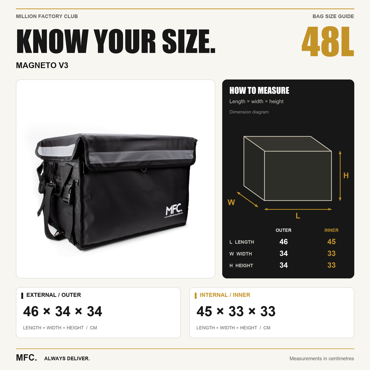 MFC 48L MAGNETO V3 Series Magnetic and Zip with Lock Ring Sling Food Delivery Thermal Bag