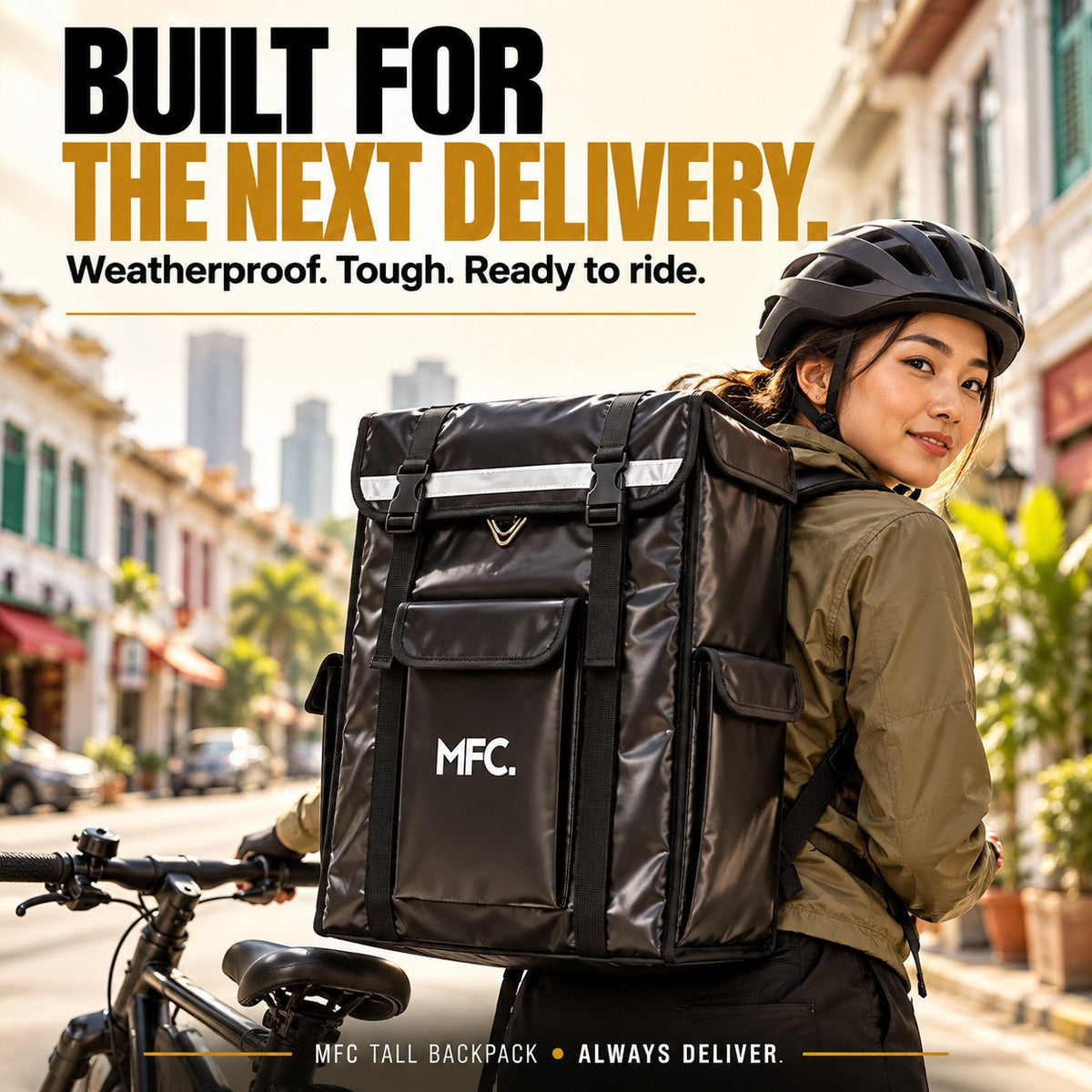 MFC 42L MAGNETO Tall Backpack Series Magnetic Food Delivery Thermal Bag with add on Buckle Clip & Pocket