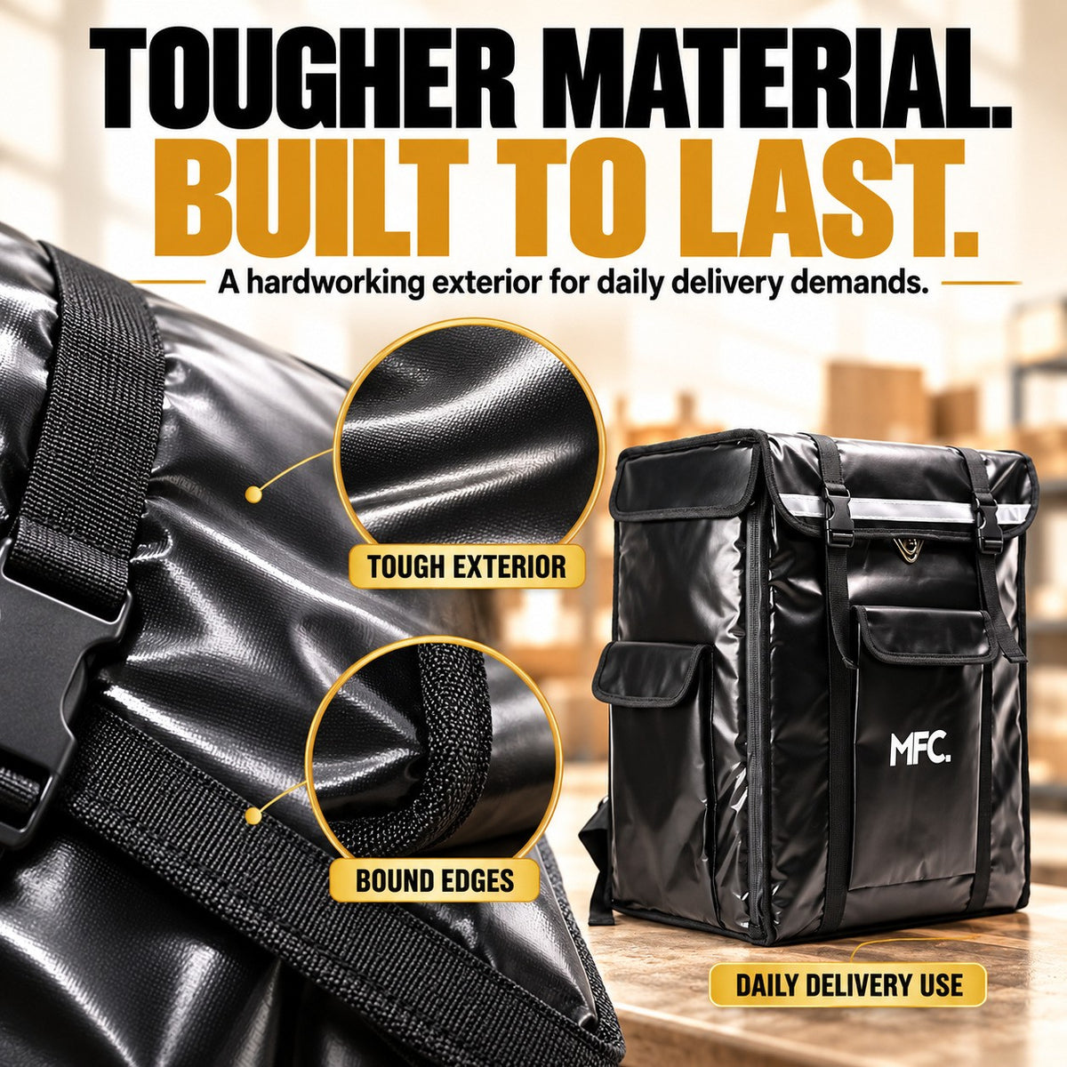 MFC 42L MAGNETO Tall Backpack Series Magnetic Food Delivery Thermal Bag with add on Buckle Clip & Pocket