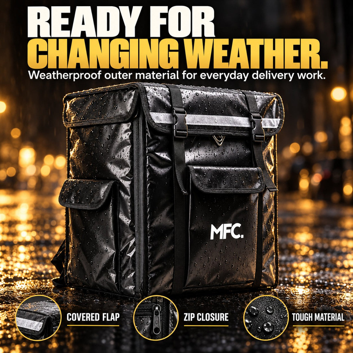 MFC 42L MAGNETO Tall Backpack Series Magnetic Food Delivery Thermal Bag with add on Buckle Clip & Pocket