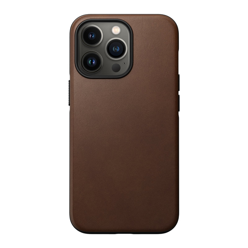 NOMAD Rugged Horween Leather Magsafe Case for iPhone 13 Pro 6.1", Rustic Brown