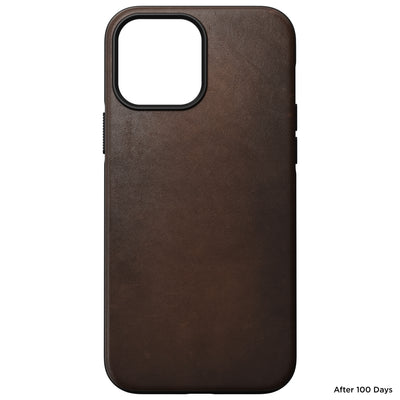 NOMAD Rugged Horween Leather Magsafe Case for iPhone 13 Pro Max 6.7", Rustic Brown