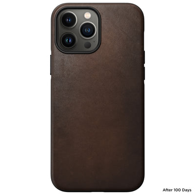 NOMAD Rugged Horween Leather Magsafe Case for iPhone 13 Pro Max 6.7", Rustic Brown