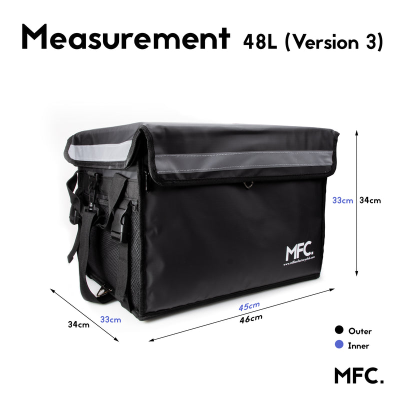 MFC 48L MAGNETO V3 Series Magnetic and Zip with Lock Ring Sling Food Delivery Thermal Bag