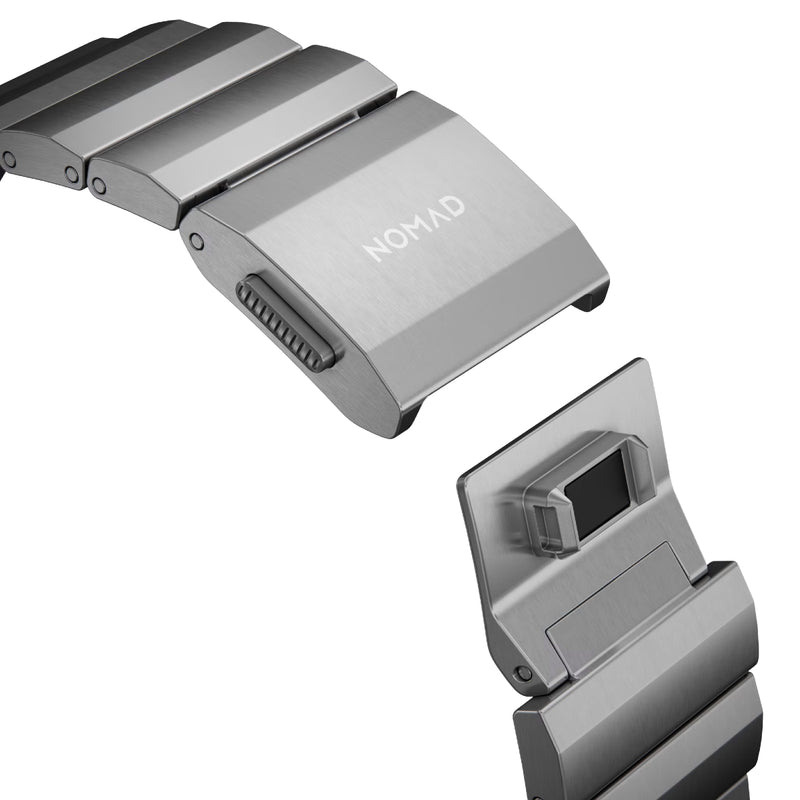 NOMAD Titanium Metal Strap V2 For Apple Watch 45mm/44mm/42mm, Silver Hardware